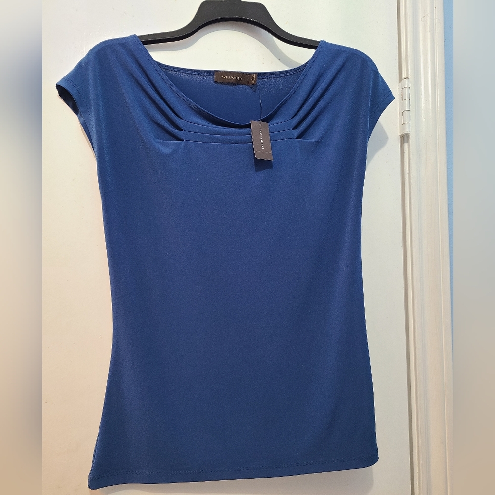 The LIMITED Sapphire Blue Fitted Cap Sleeve Blouse NWT